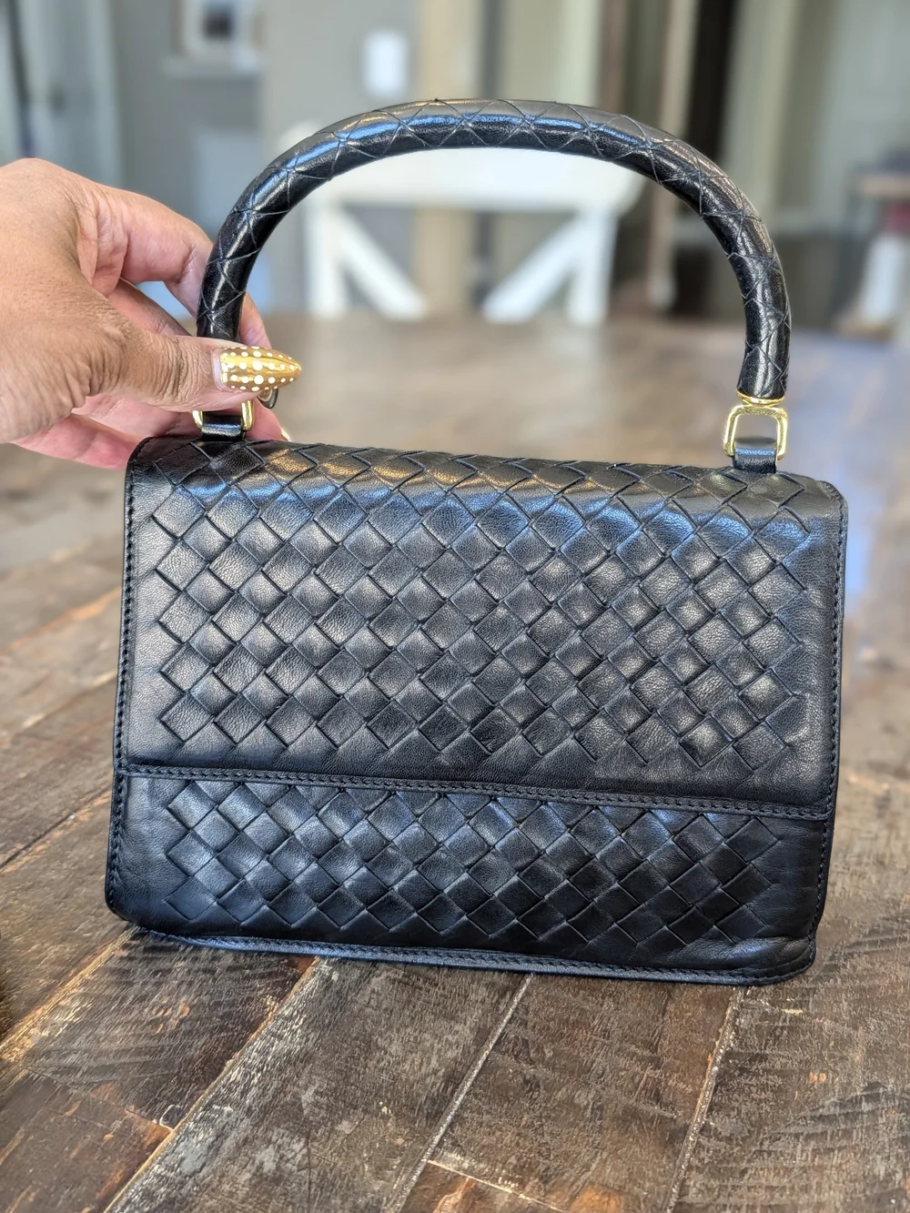 Bottega Veneta Vintage Woven Mini Top Handle In Dark Chocolate Brown